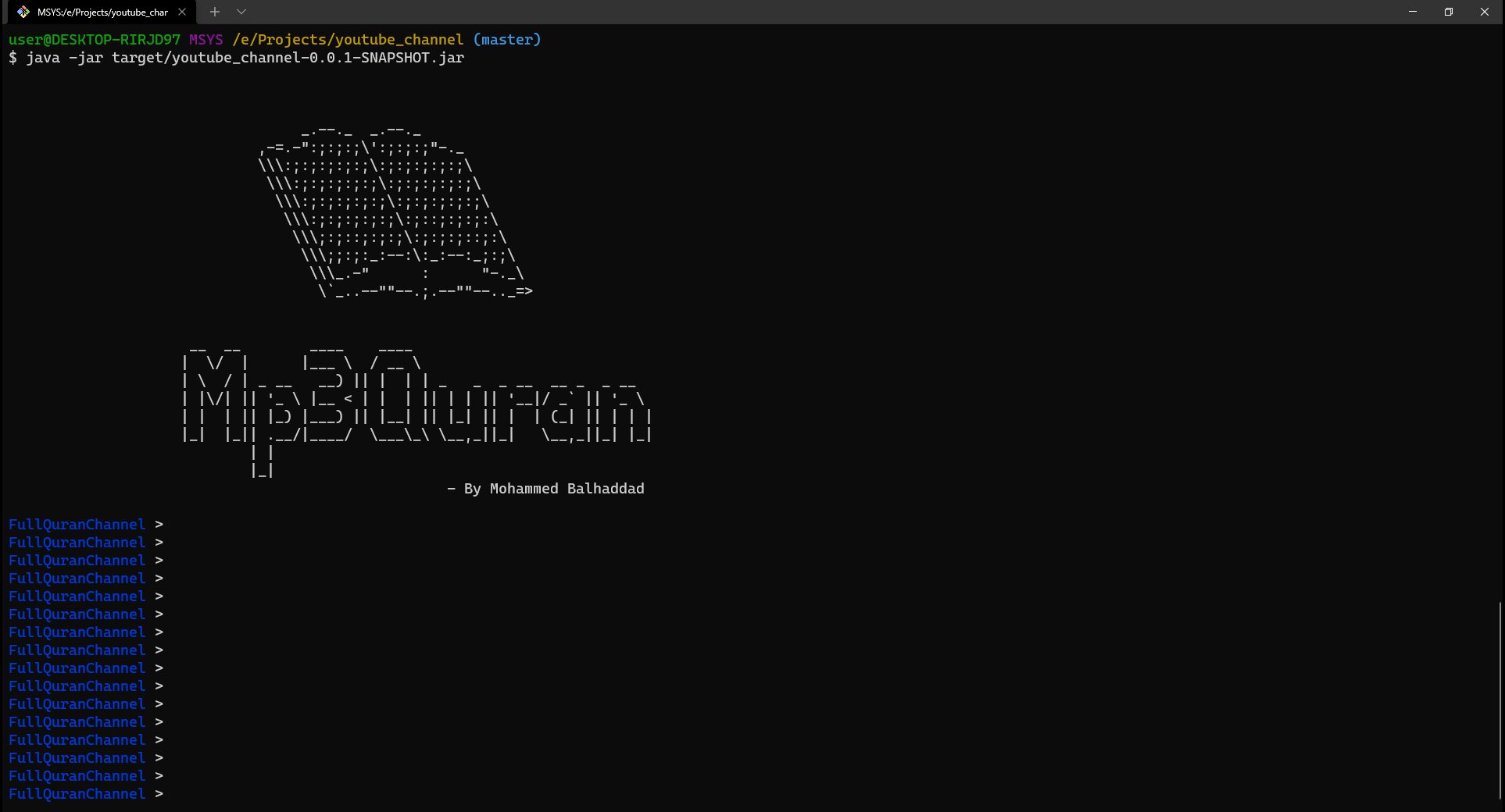 snapshot of the project