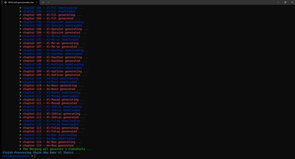 snapshot of the project